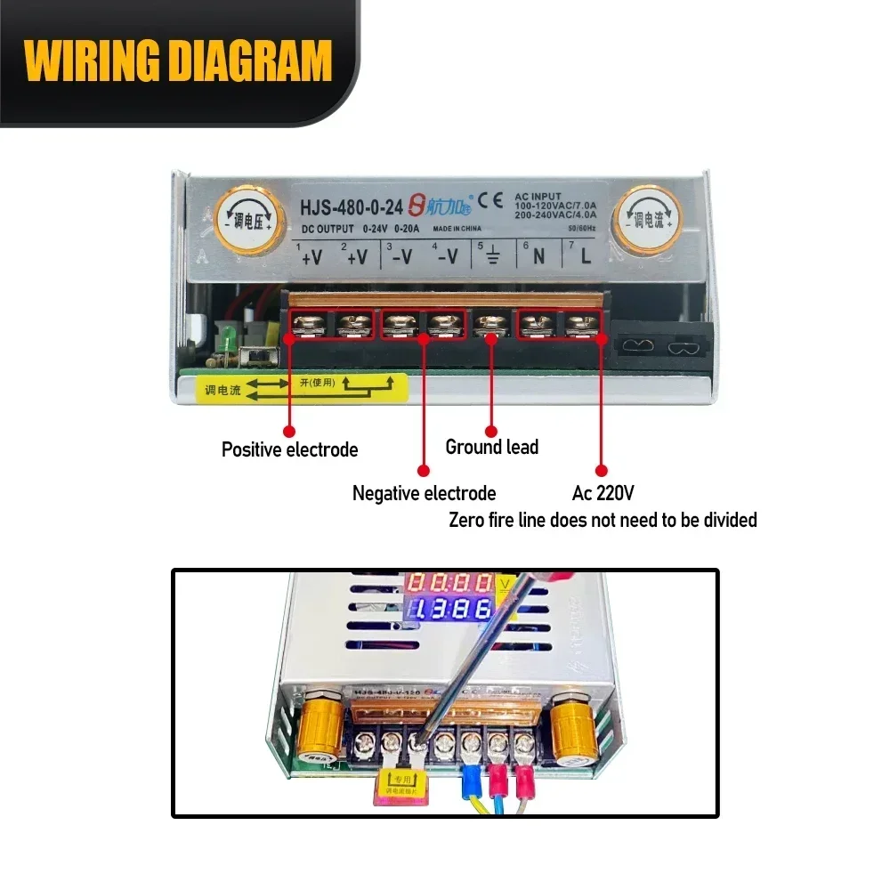 

In stock HLTNC Input AC 110V 220V Adjustable DC Voltage Stabilization Digital Switching Power Supply 0-48V 10A 480W for Stepper