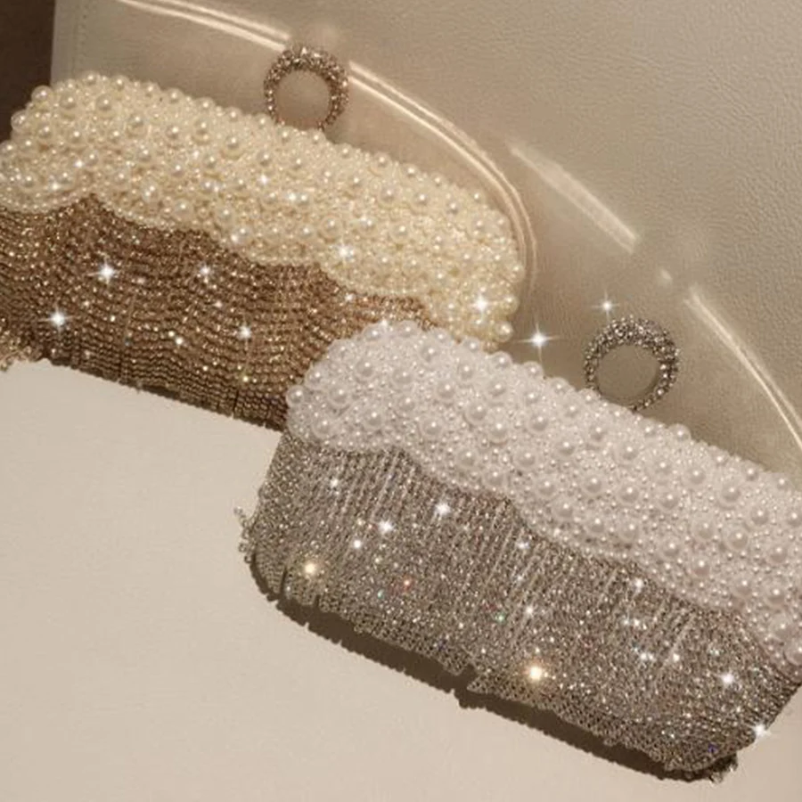 الماس مساء مخلب حقيبة الذهبي شرابة حقيبة يد بوتيك الجدة المعدنية حجر الراين المحافظ وحقائب اليد حفل زفاف الزفاف