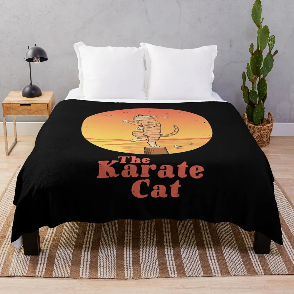 The Karate Cat Throw Blanket Travel Shaggy Blankets