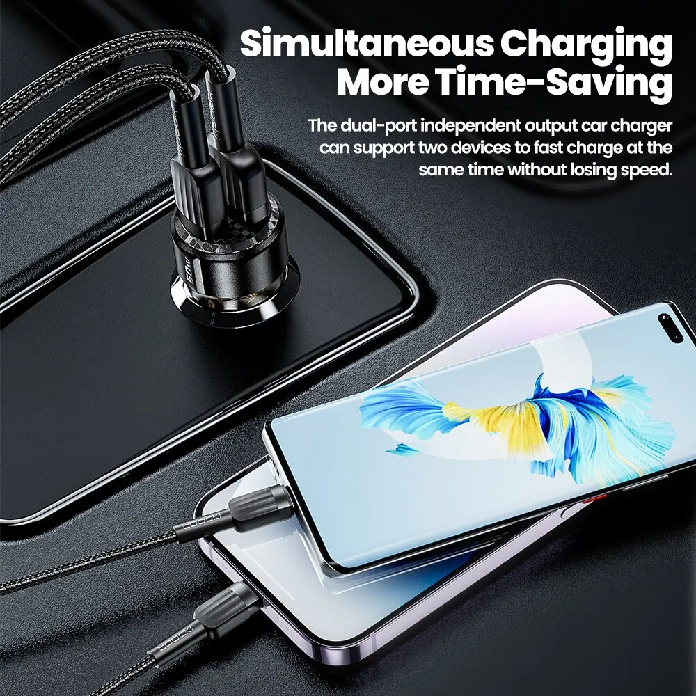 Toocki 60W Car Charger 30W Quick Charge Transparent Case PD 27W for iPhone 15 14 13 12 Xiaomi Poco Samsung Fast Charger Charging