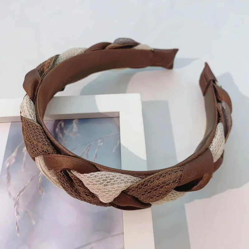

Color-Block Braided High-Crown Headband for Women, High-End Style, Versatile Hair Accessory for Going Out, Face Washing Headband