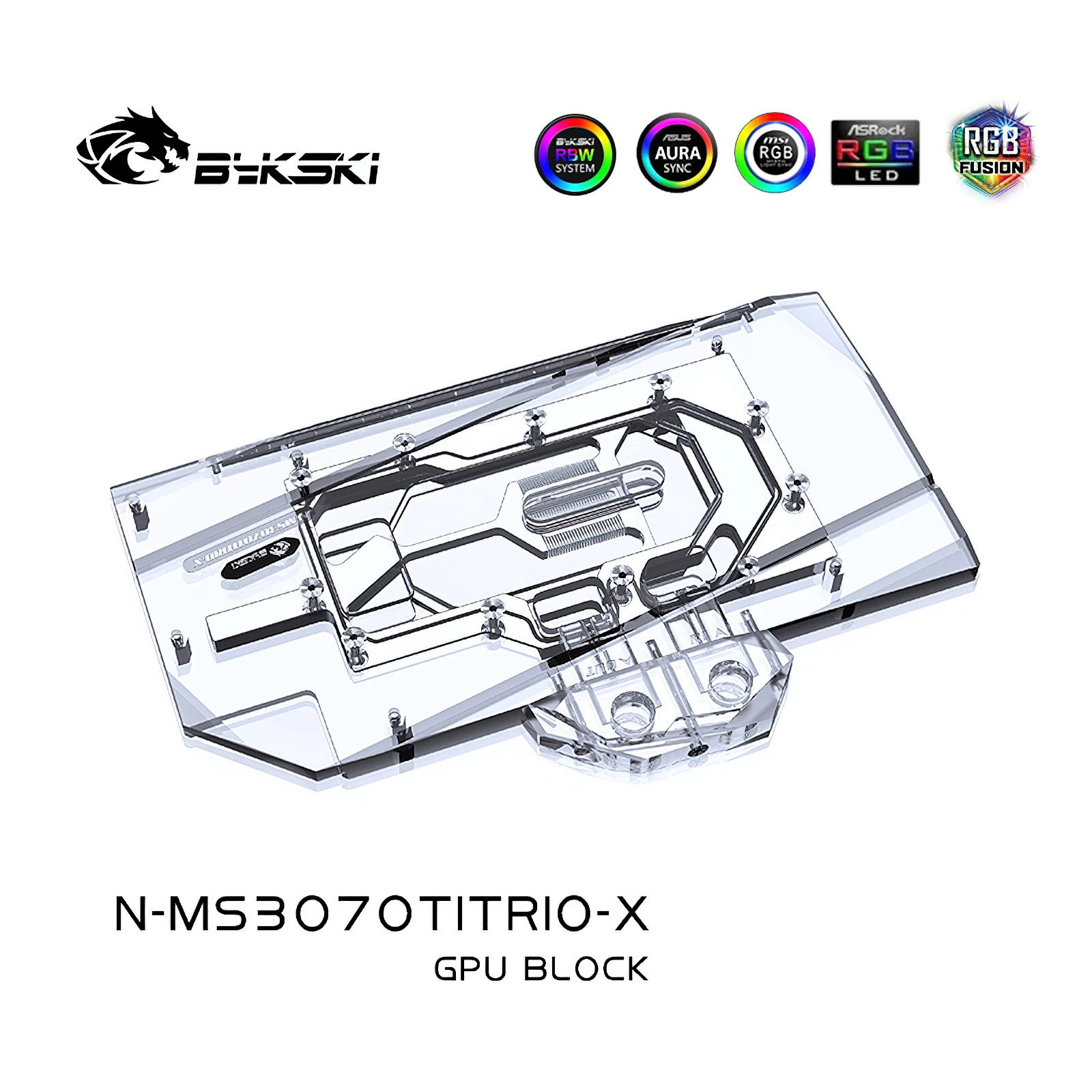 Bykski Full Cover GPU Water Cooling RGB Block w/ Backplate for MSI RTX3070 Ti Suprim X N-MS3070TITRIO-X