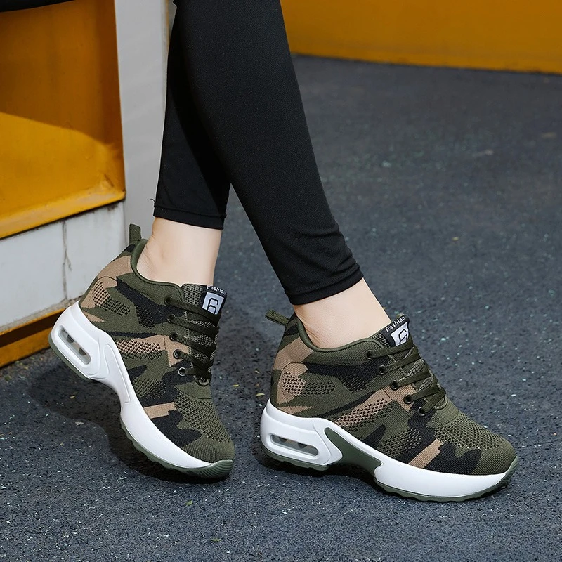 

Women's Internal Higher Shoes Camouflage Casual Sports Soft Bottom Shoes Travel Air Cushion Shoes