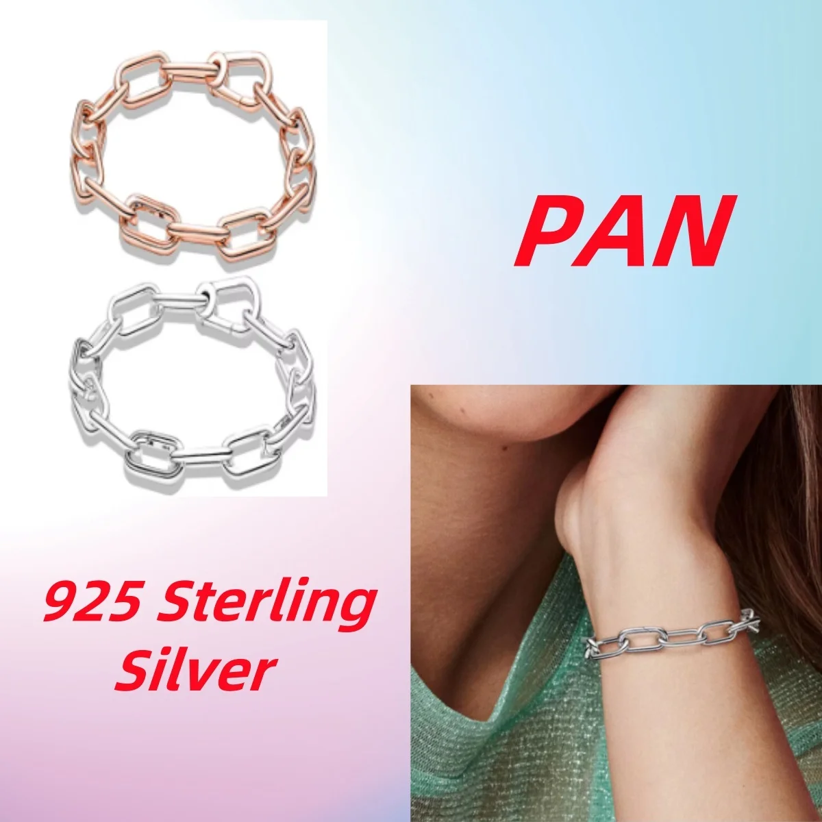 Trendy 925 Silver ME Series Link Chain Bracelets Fit Original Charm Beads Diy Girl Women Jewelry Gifts