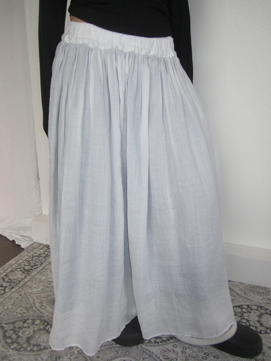 

Loose A-Line Midi Skirt Women's Lazy Sle Linen f-length Korean Version Commute Pure Color mid Waist Design China Made