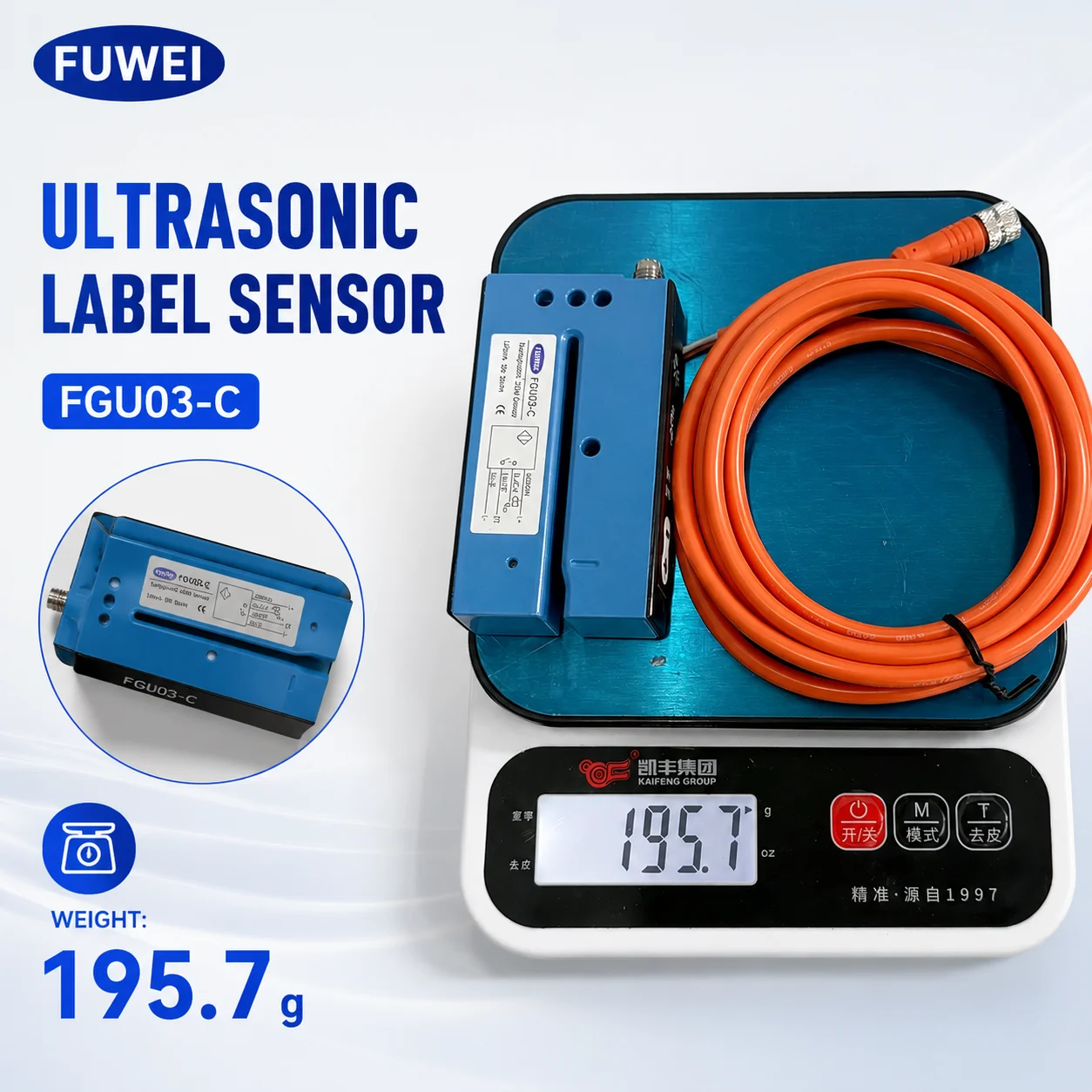 FUWEI FGU03-C Ultrasonic Sensor for Labeling Machines Transparent or Metal Detection Label Sensor