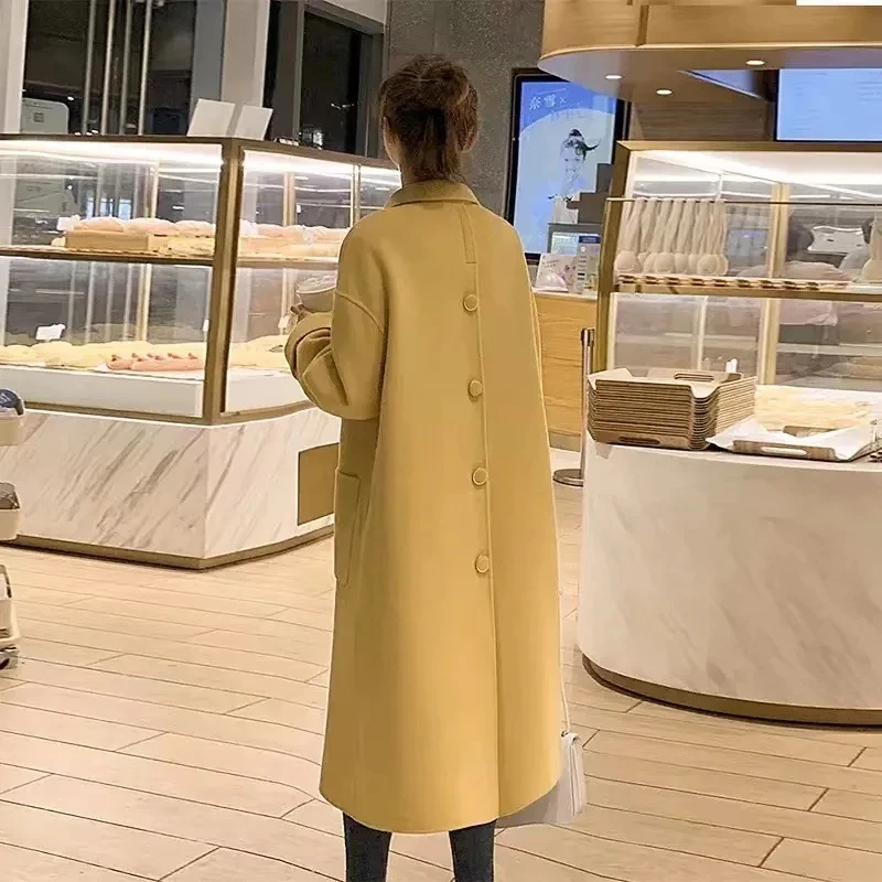 Fall/Winter 2026 New Double-Sided Cashmere Jacket Women's Overcoat Fashion Long Korean Loose Woolen Windbreakers Female Outwear