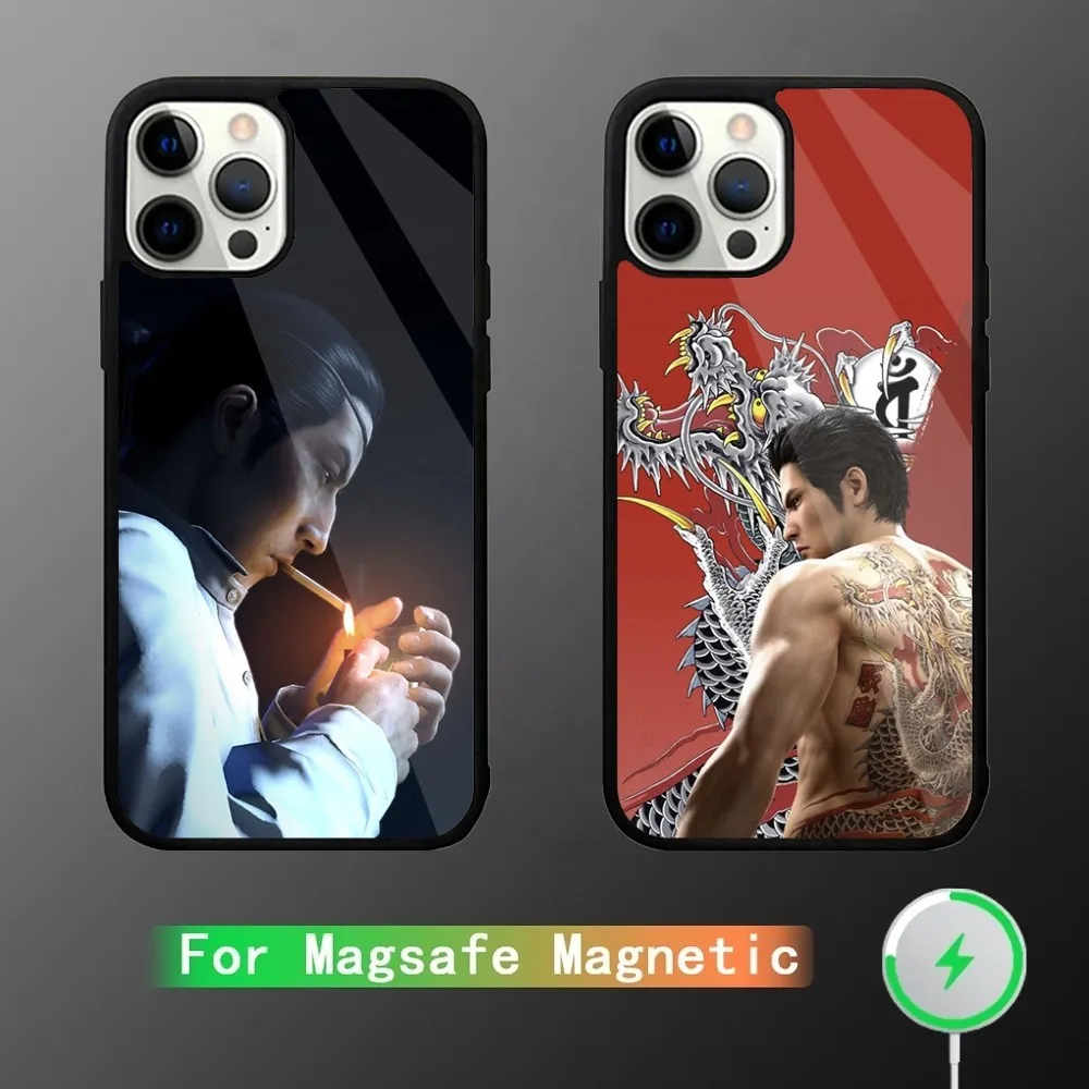 Japanese Game Yakuza Kiryu Dragon Phone Case For iPhone 16,15,14,13,12,11,Plus,Pro,Max Mini Magsafe Magnetic Wireless Charging