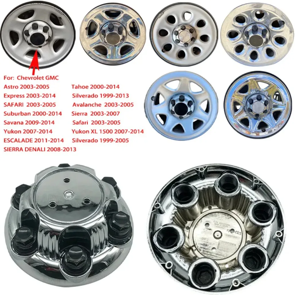 4-Piece Chrome Hubcaps 6-Hole Wheel Covers For Chevrolet GMC Astro Tahoe Silverado Safari Replacement Accessories