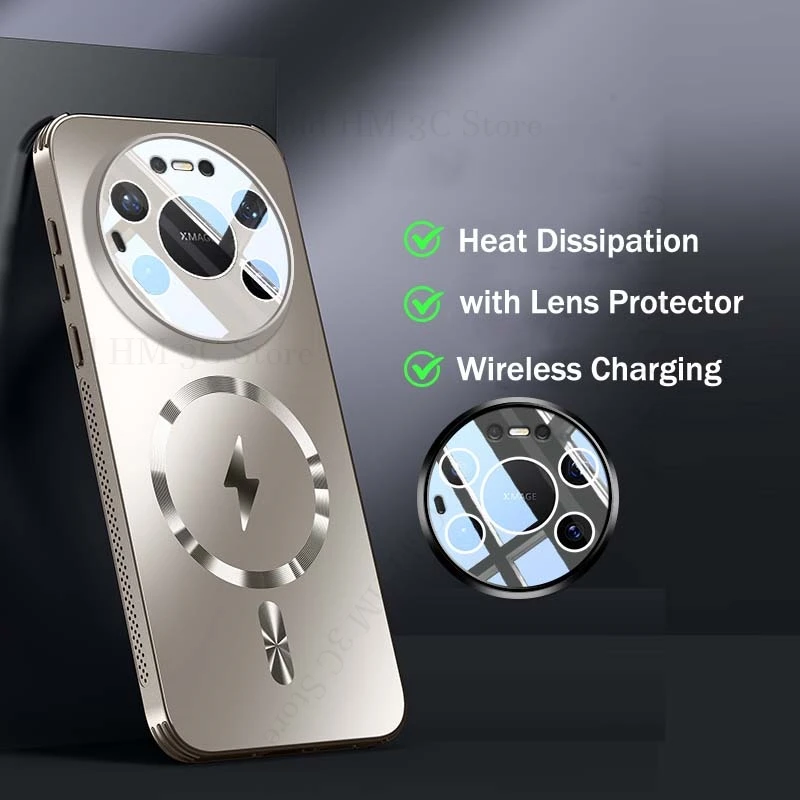

For Huawei Mate 80 Pro Max Phone Bumper Cooling Magnetic Case For HUAWEI Mate 70 Air 60 50 Pro For Magsafe Lens Protection Cover