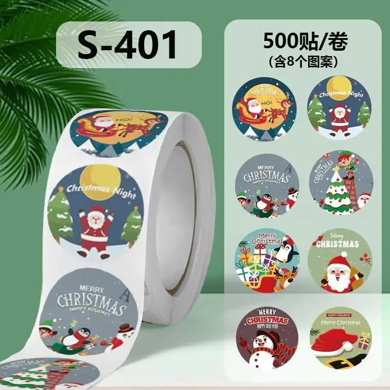 

500pcs/Roll Christmas Day Decoration Christmas Gift Cartoon Sealing Stickers DIY PVC Laptop Decals Decoration Reward Gift Toy