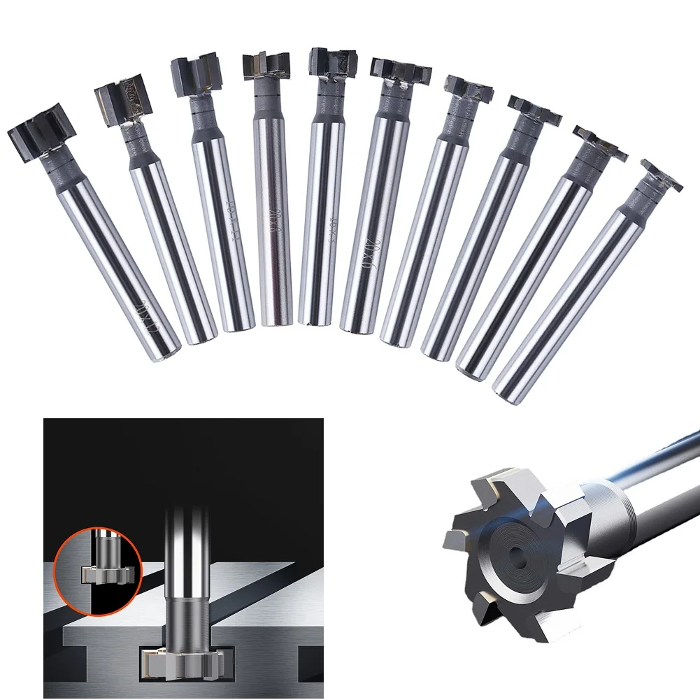 

Milling Cutter T Slot Router Bit Straight Shank Bolt Key Hole Bits T Slotting Carbide Endmill For Woodworking Tool Power Tools