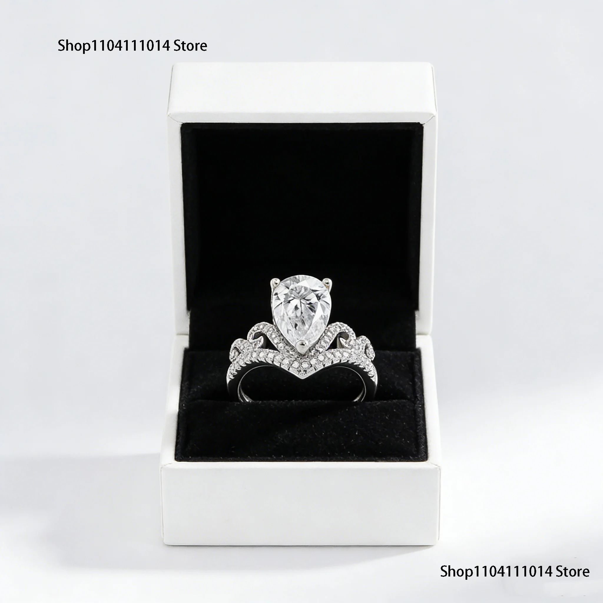 Niche Premium 925 Sterling Silver Big Drop Zircon Crown Ladies Ring Engagement Proposal Ladies Jewelry