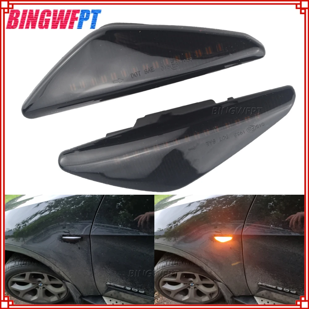 

2 шт./лот для BMW X3 F25 2011-2017 X5 E70 2007-2013 X6 E71 E72 2008-2014 светодиодный динамический указатель поворота боковое крыло габаритный фонарь