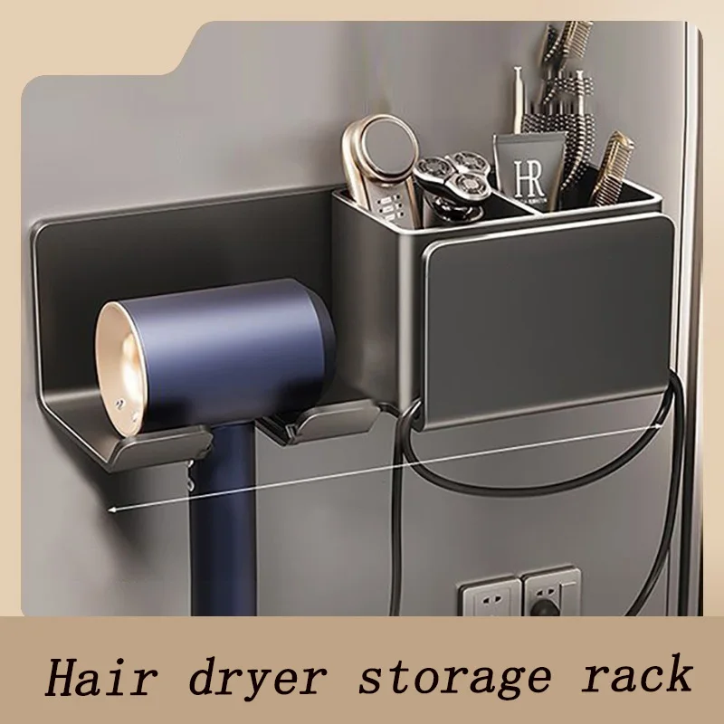 

Bathroom Shelf on The Wall Without Drilling Multifunctional Storage Shelves Organizer Bathroom Hair Dryer Holder Toilet Cradle