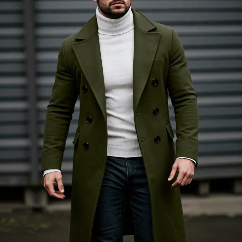 

Мужское классическое шерстяное пальто в европейском стиле, утепленная теплая куртка для поездок и активного отдыха