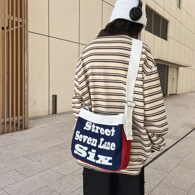 Canvas Shoulder Bag Letter Printing Handbag For Women 2022 High Capacity Crossbody Bags Casual Big Shopper Bag Daily Female Sac