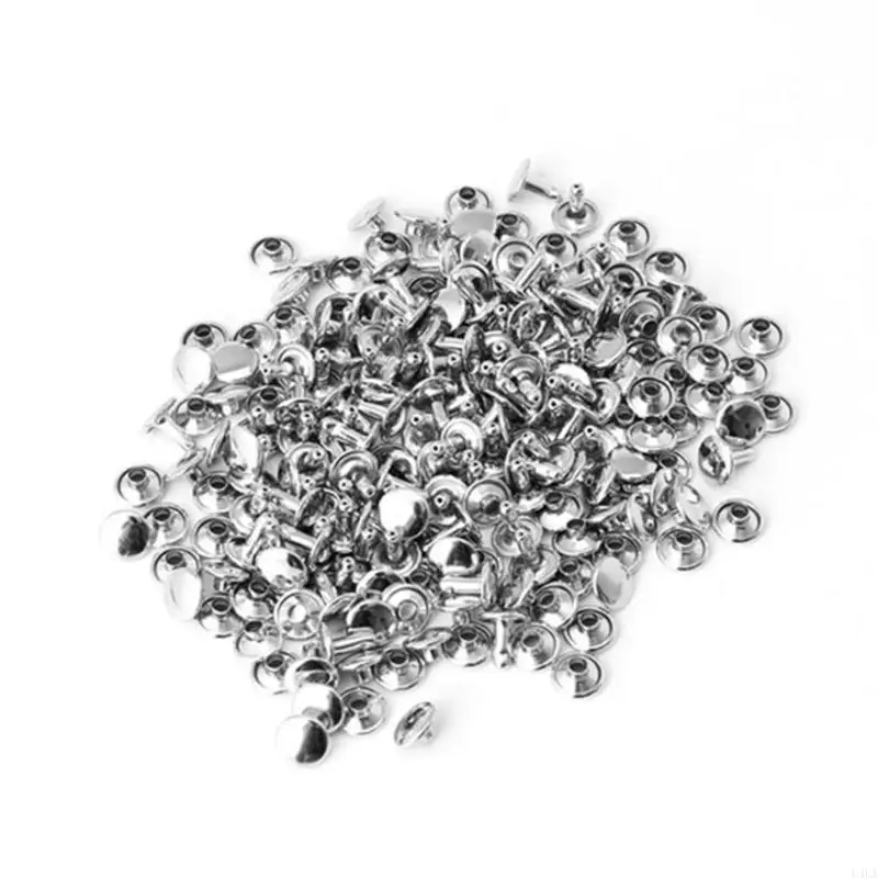 U4LA 100x Double Rivet Logam Lokor Perbaikan Kerajinan Studs Punk Decor