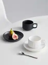 A 200ml two-color mulberry stone premium feeling ceramic coffee cup and saucer high color value exquisite afternoon tea preferre