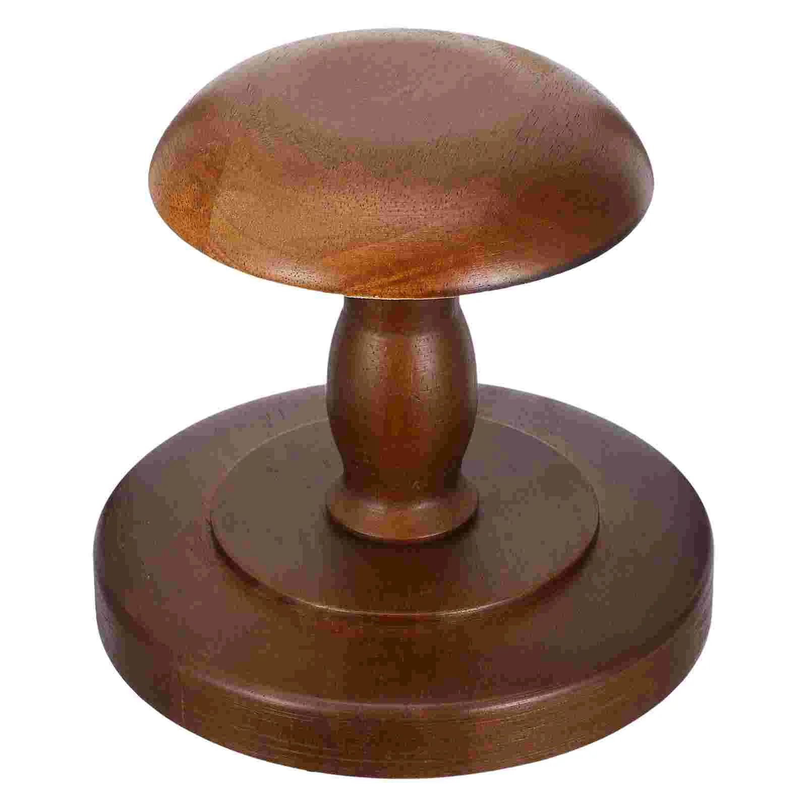 Creative Solid Wood Hat Holder High and Low Display Rack Storage Support Stand for Tabletop Wooden Desktop