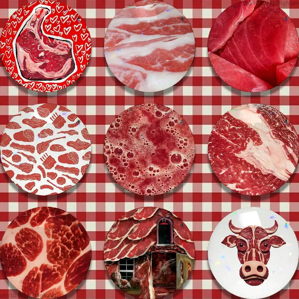 Funny Meat Design 58mm Badge Brooches on Backpack Clothes Handmade Round Enamel Pins for Jewelry