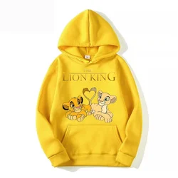 Disney-Desenhos animados de O Rei Leão, pulôver com capuz grande, moletom casual para casal, roupas, tops, primavera, outono, novo, 2024