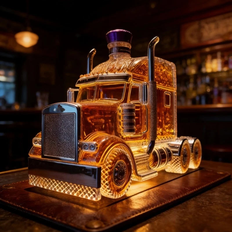 

light luxury heavy truck modeling whiskey bottle, artistic glass decanter, bar bar personalized ornament, holiday gifts