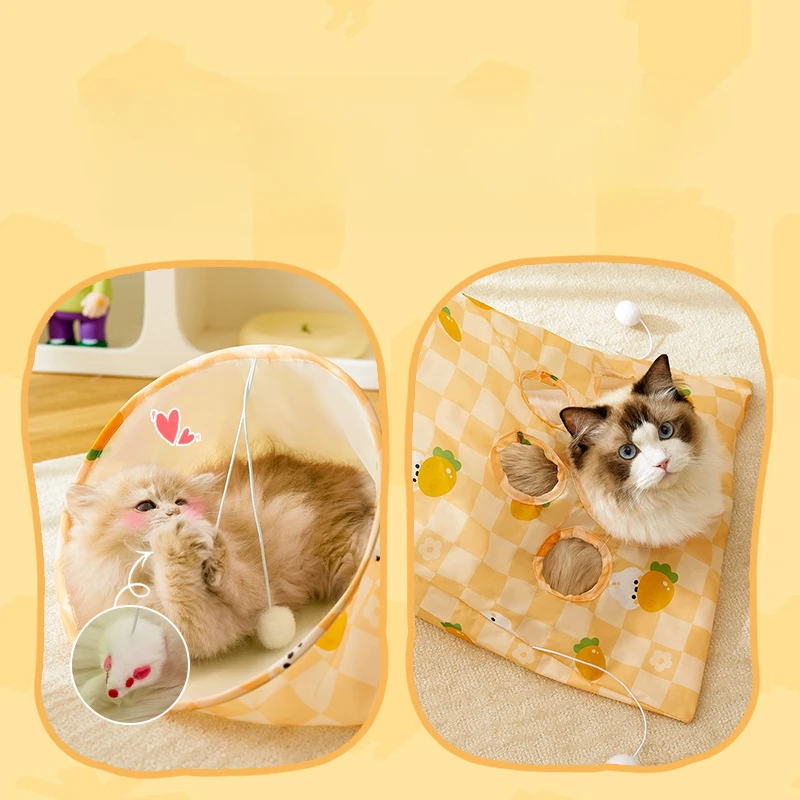 Cat Tunnel Bag Pet Kitten Tunnel Small Animal Cat Play Toy Interactive Toys for Puzzle Exercising Hiding Training and Running