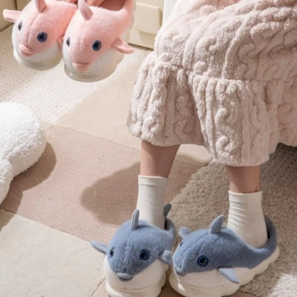 

Whale Shark Dolphin Plush Slippers Winter Shoes Animals Winter Fluffy Slippers Soft Anti Slip Warm Fur Slippers Dormitory