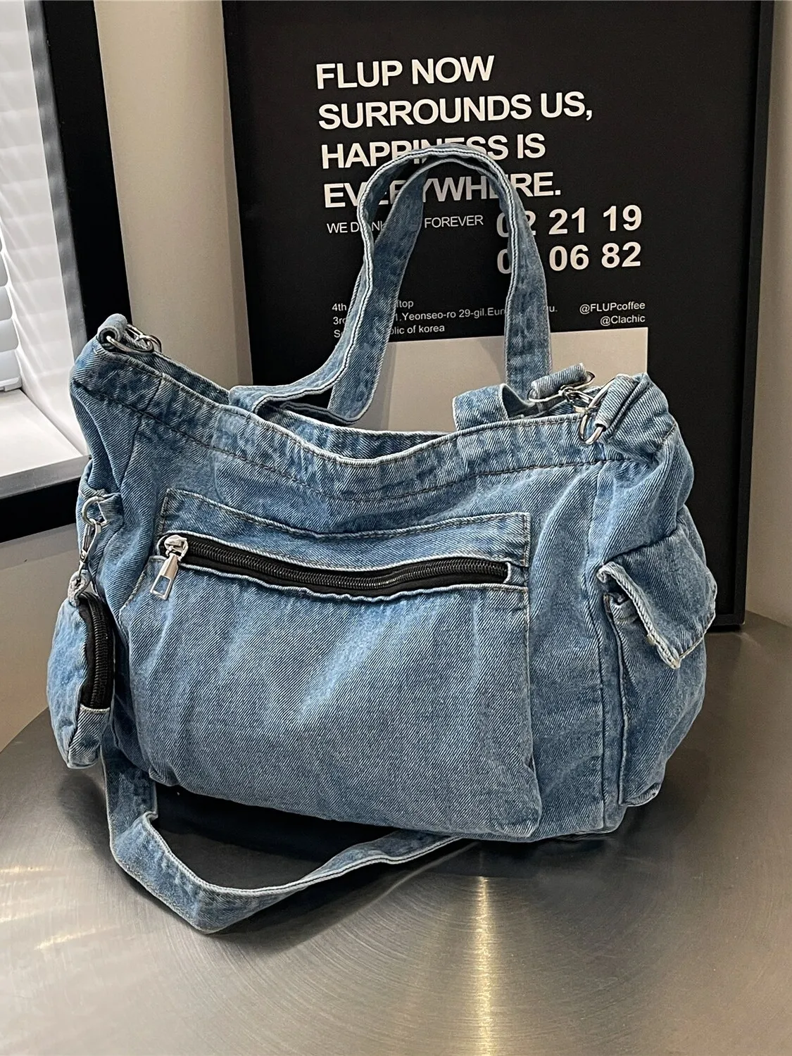 

Повседневная джинсовая сумка-тоут, женская сумка через плечо большой вместимости, модная сумка на одно плечо, новинка 2024 года, стильная сумочка