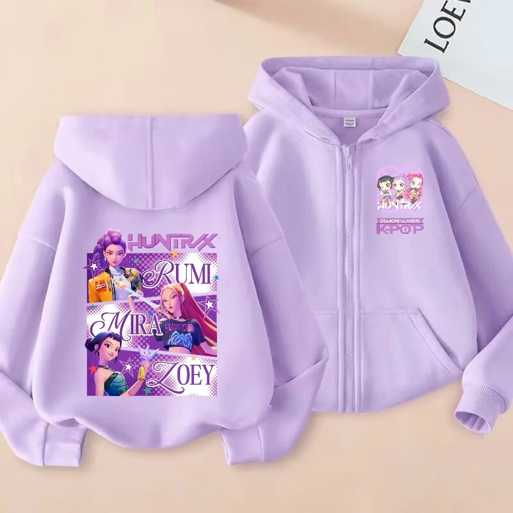 2026 Sweatshirt met rits Kpop Devil Hunter Hoodie Kinderkleding Kindermeisjes Jongens Sweatshirt Rits Hoodie Casual Top