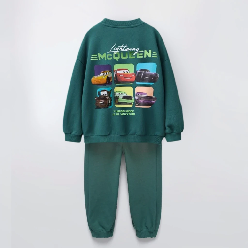 Conjunto de sudadera de manga larga para niños, moda de coche de dibujos animados, primavera 2026, nueva ropa para niños, pantalones con capucha y cuello redondo, chándales de 2 unid/set