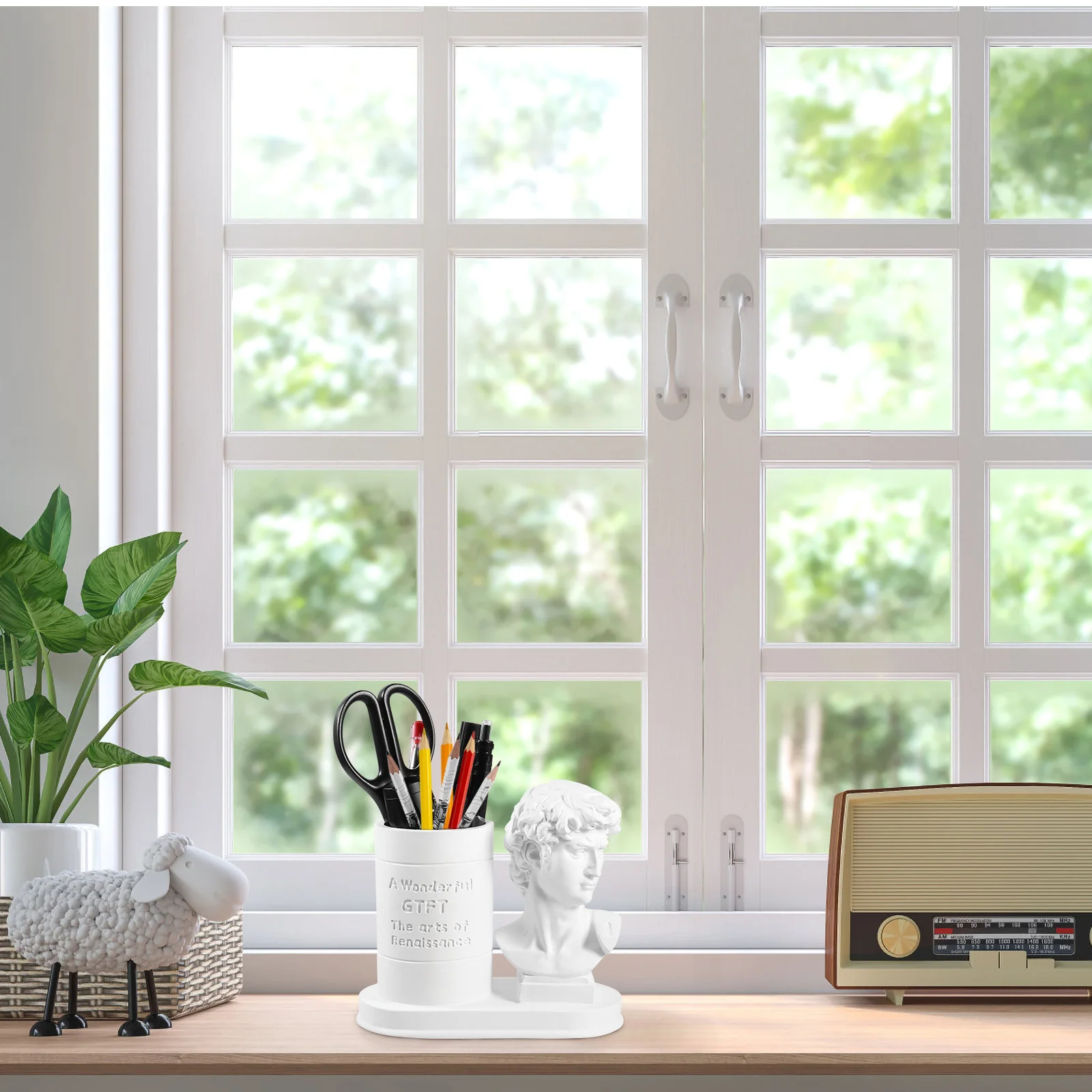 

1Pcs Resin Classical Character Storage Box Imitation Plaster Pen Holder Desktop Organizer Makeup Holder Home Decor