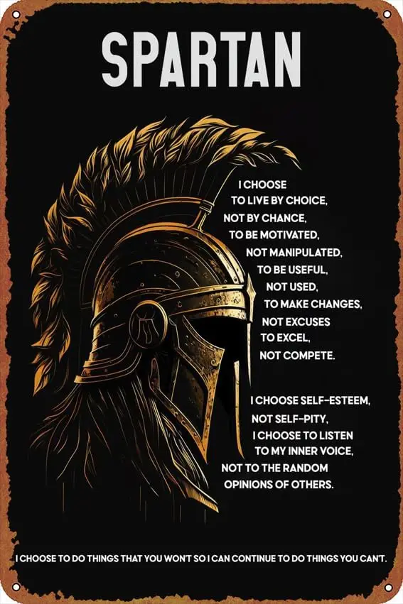 Spartan quotes Self-Improvement Posters Tin Signs Retro Metal Movie Tins for Bar Pub Home Cafes Wall Decor, 8X12 Inch (20X30 CM)