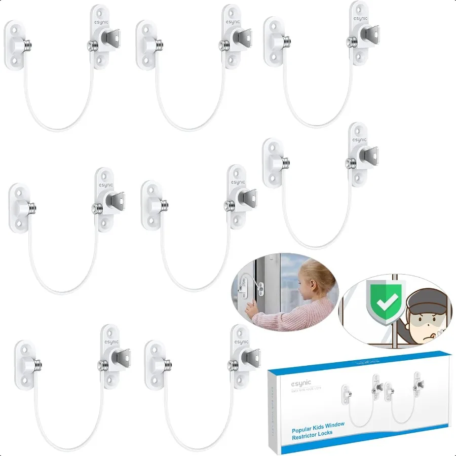 

eSynic 8 шт. UPVC оконный дверной замок кабельный ограничитель с ключами детские защитные замки противоугонный замок защитный замок B