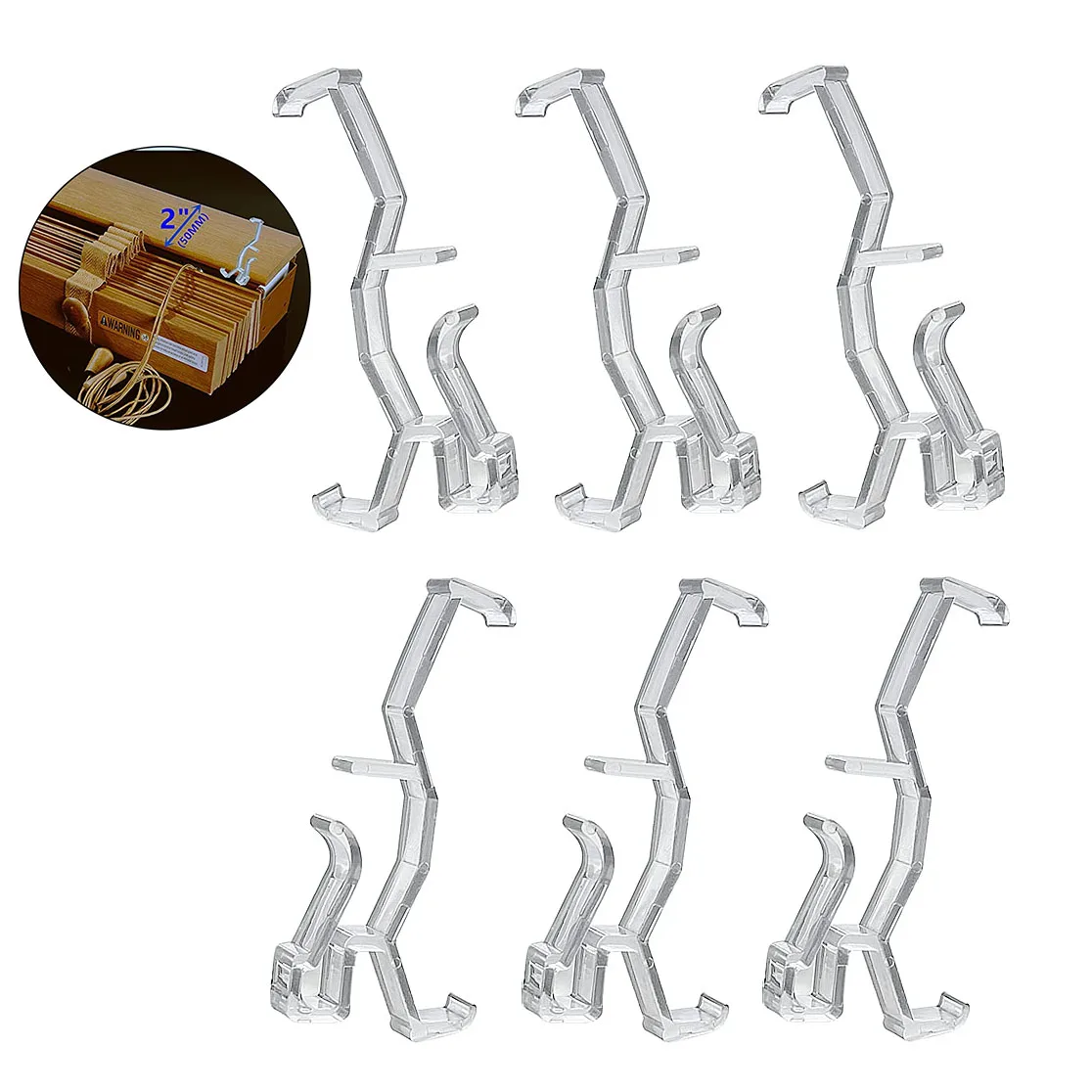 6pcs 2 Inch Curtain Clips Curtain Hidden Clip Transparent Plastic Curtain Fixer Bracket for Blinds Installation