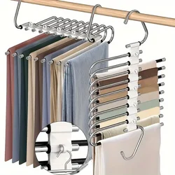 5-layer Folding Trouser Rack Multifunctional Trouser Hanger Hook Trouser Rack Home Clothing Store Stainless Steel Trouser Hanger