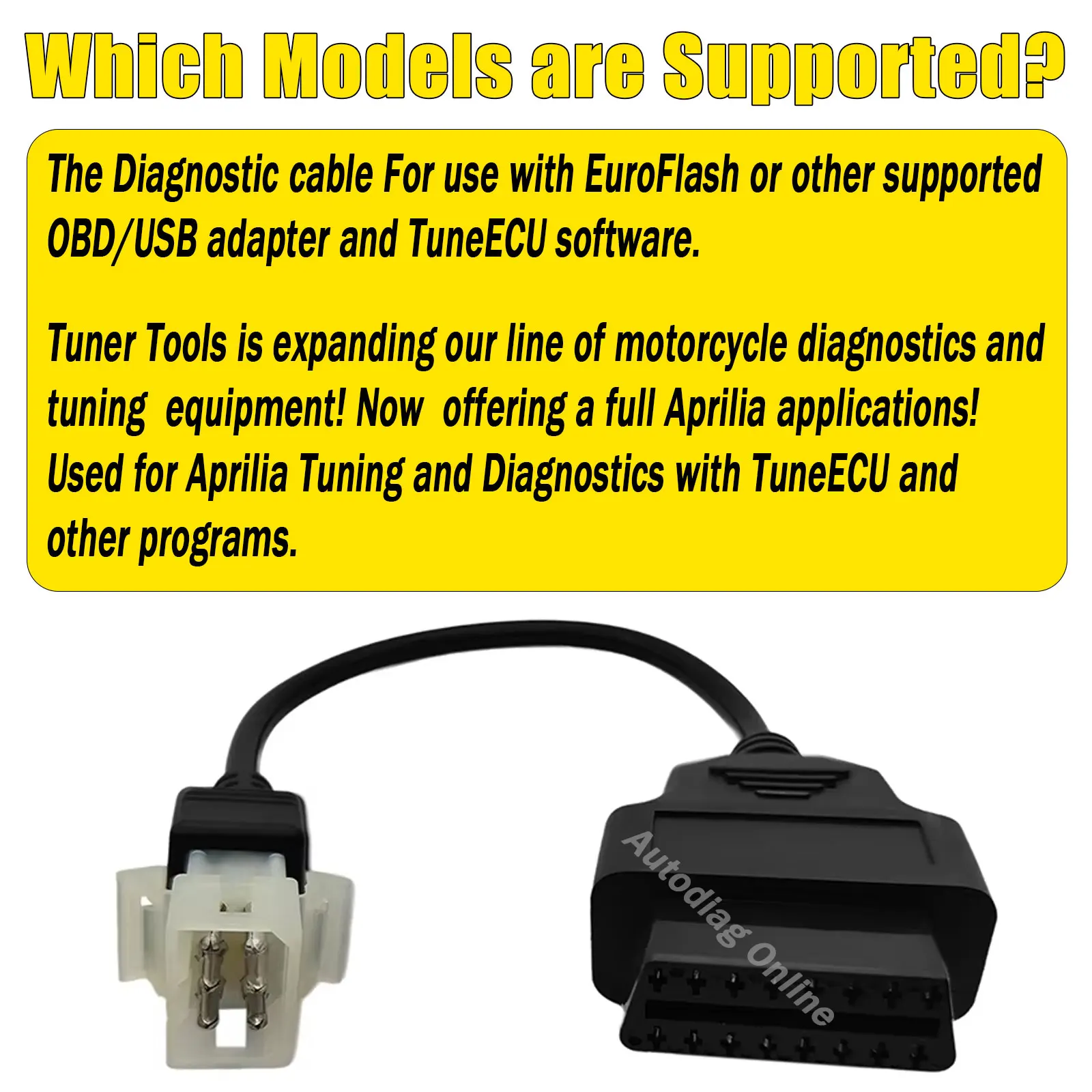 Cable de diagnóstico OBD2 para motocicleta Aprillia, adaptador de diagnóstico OBD de 6 pines para herramienta de escáner TuneECU, conector de diagnóstico OBD2