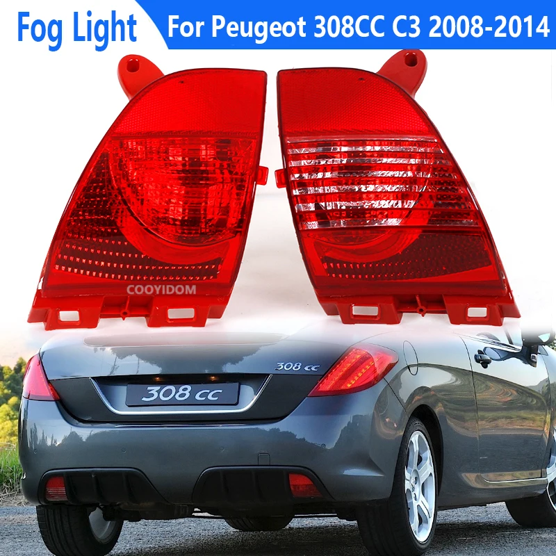 Rear Bumper Reflector Light For Peugeot 2008 308CC For Citroen C3XR Rear Fog Light Brake Light Tail Lamp Assembly Rear Bumper