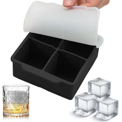 Silicone Large Ice Molds 2 Inch Big Ice Cube Trays with Removable Lid BPA-Free Easy Release and Stackable Flexible Ice Cube Tray