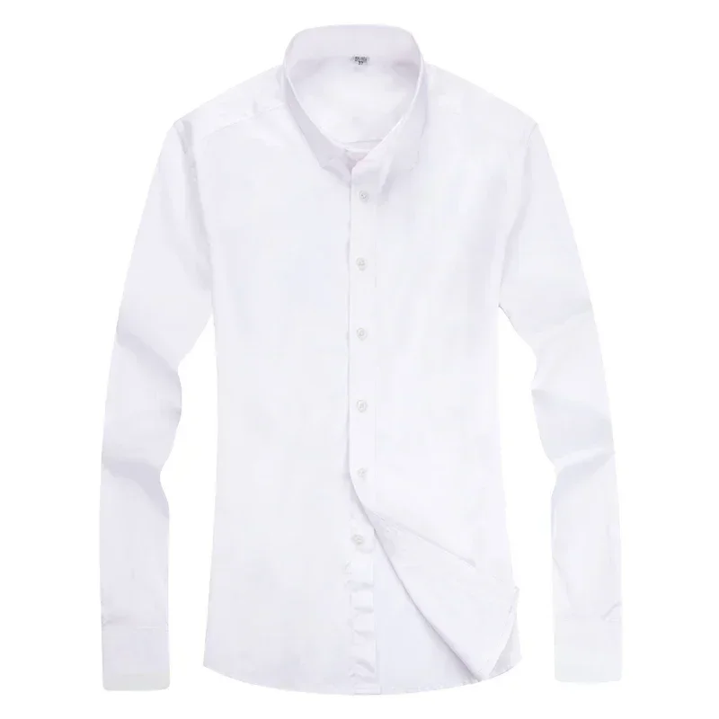 (8 Farben) einreihiger quadratischer Kragen Langarmhemd Männer Büro/Hochzeit formelles Hemd Mode schlanke Herren hemden 5xl