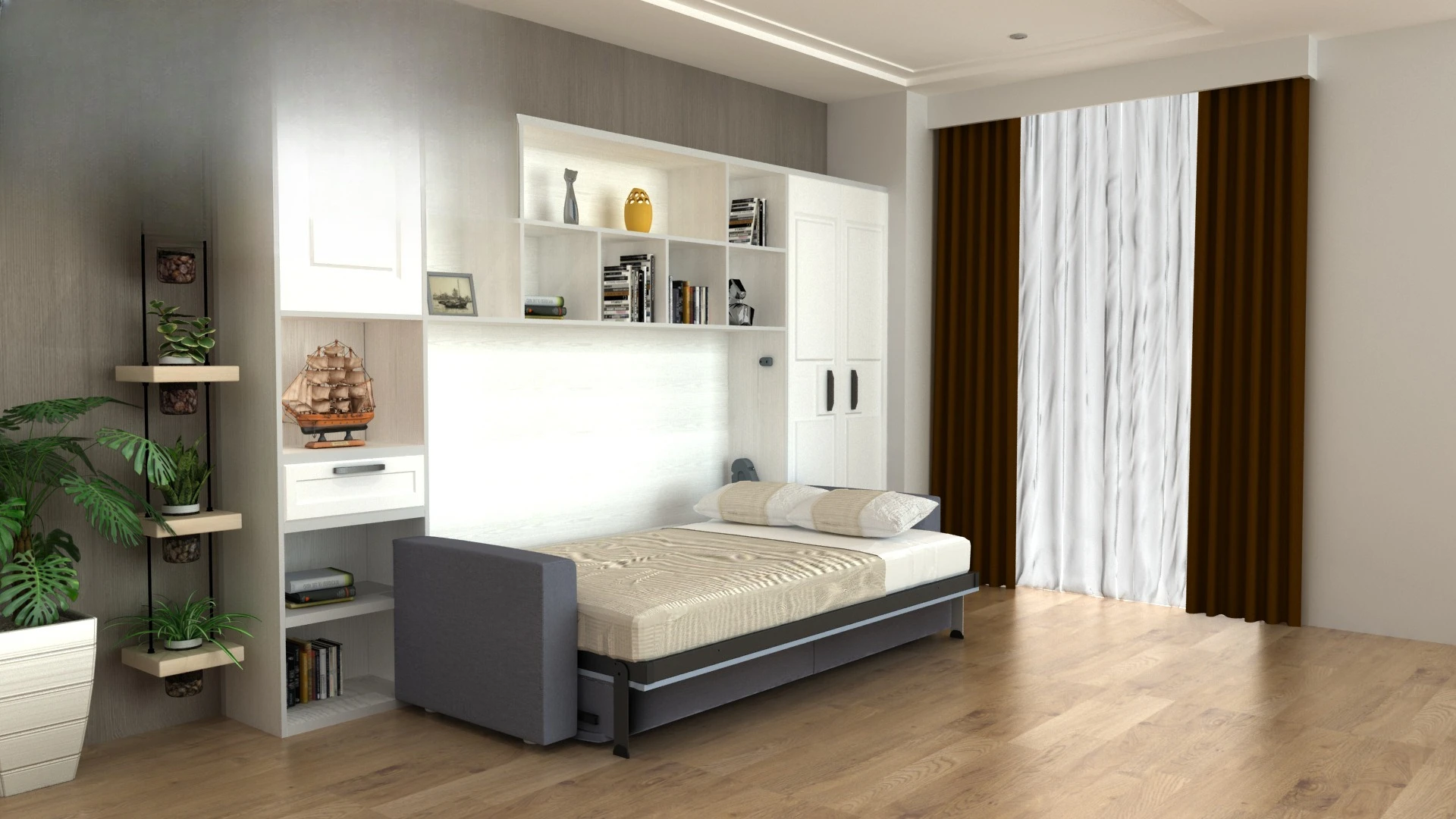

Modern style bed Flap bed High and low Deformed Sofa Bunk Household
