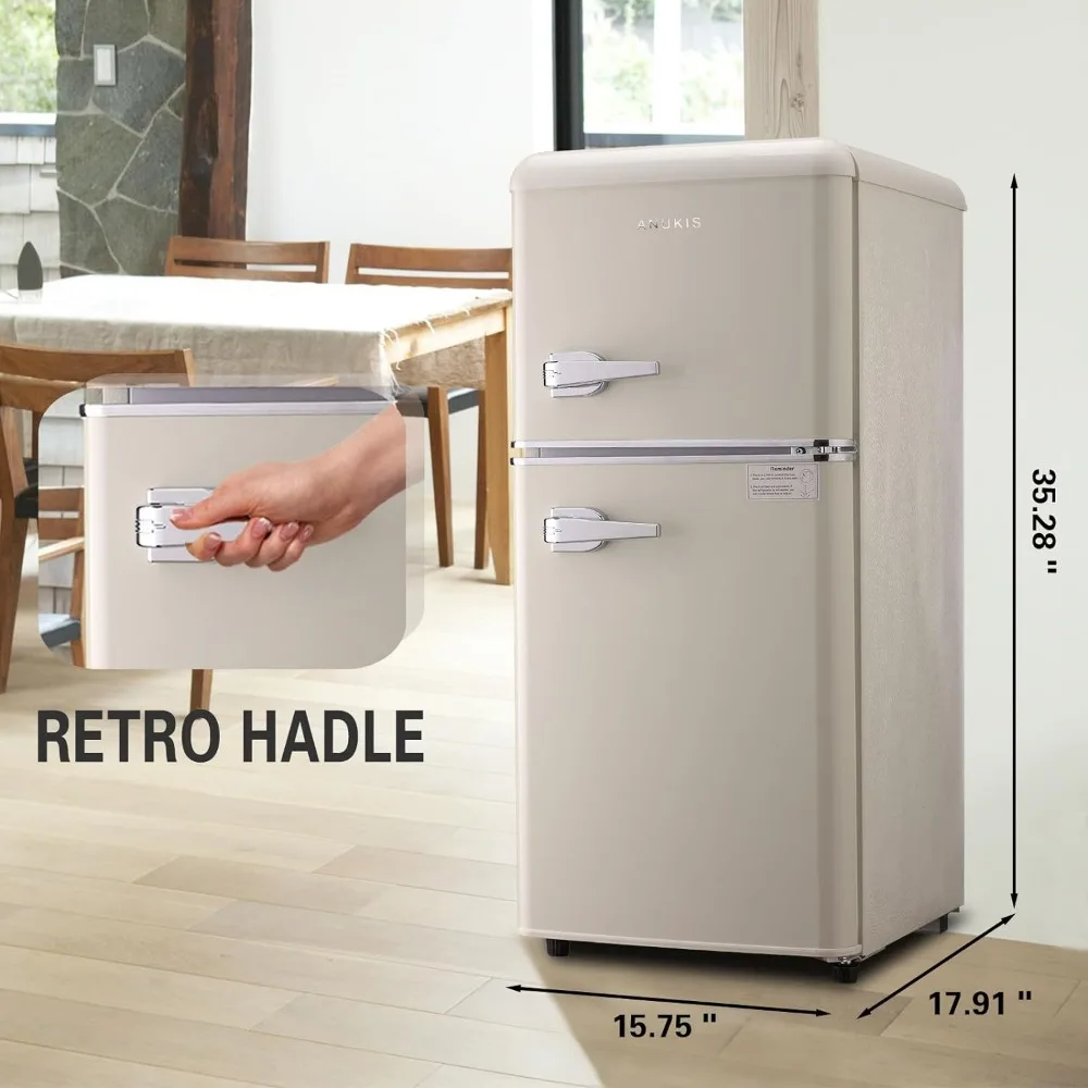 Mini Fridge with Freezer 3.5 Cu Ft 2 Door Compact Refrigerator for Apartment, Dorm, Office, Family, Basement