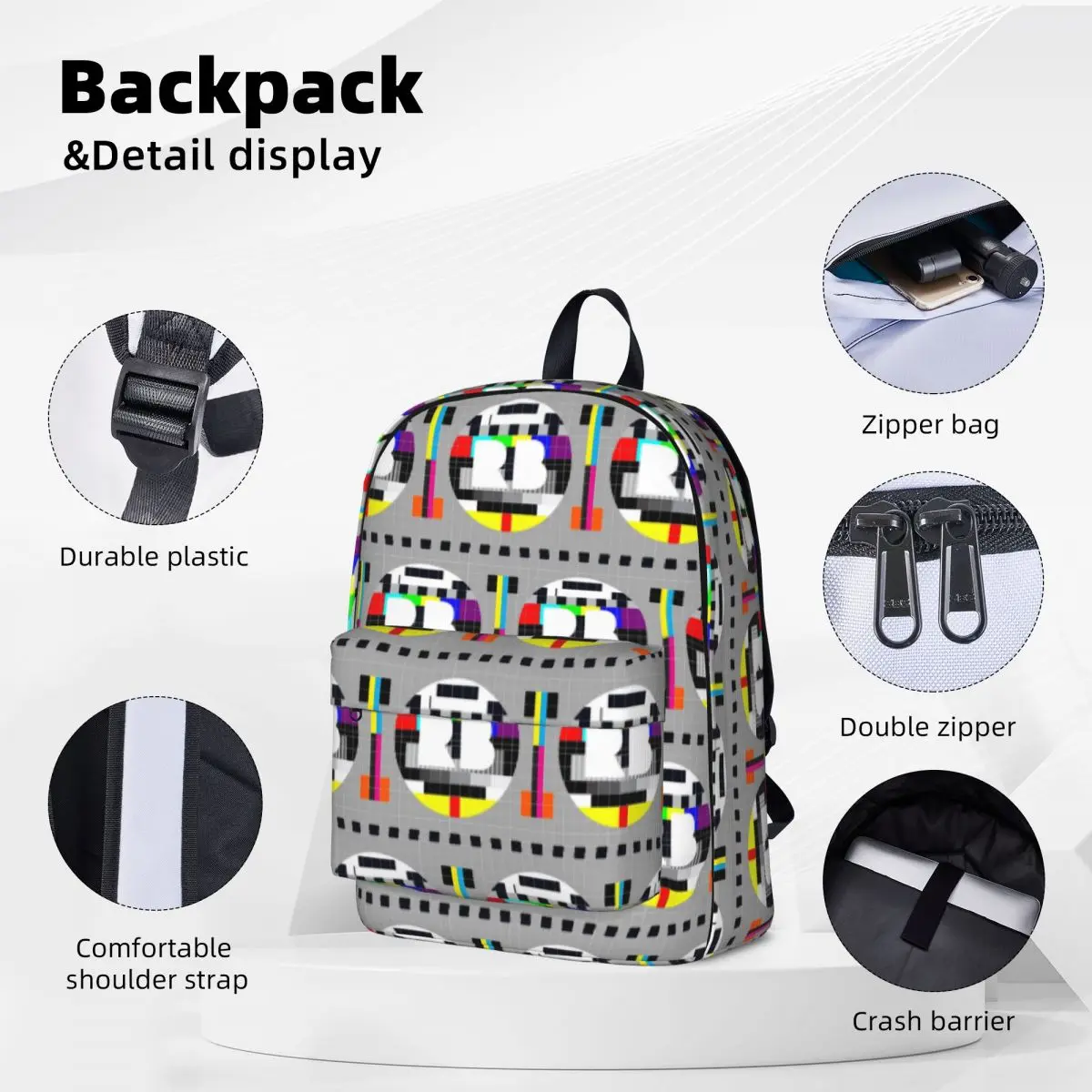 Acrylic Block Backpacks Large Capacity Student Book bag Shoulder Bag Laptop Rucksack Waterproof Children School Bag