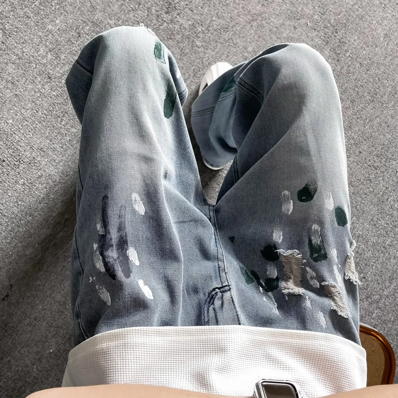 

Waed Denim Jeans fiti Color Blo Large Size Straight Leg Trousers for Teenagers Autumn Winter Street Sle High Waist