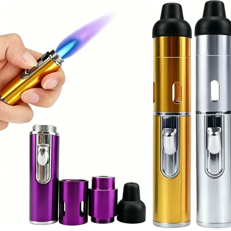 Elegant Pen-Style, Multi-Tool Pipe with Built-In Lighter, Discreet Portable Smoking Accessory with Adjustable Flame & Filter