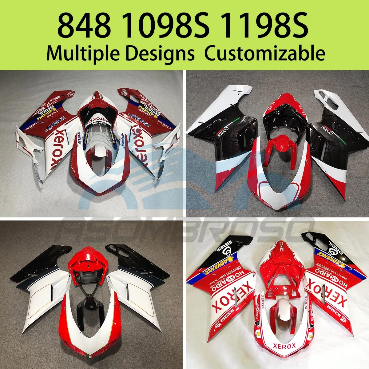 

Fairing Set for Ducati 848 1098 1198 1098s 1198s Motorcycle Customizable Free Custom Prime Aftermarket Injection Fairings Kit