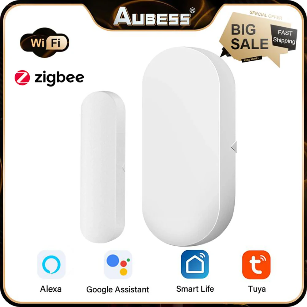 

Tuya Smart Home WiFi/Zigbee Door Window Sensor Garage Door Detector Security Protection Smart Life APP With Alexa Google Home