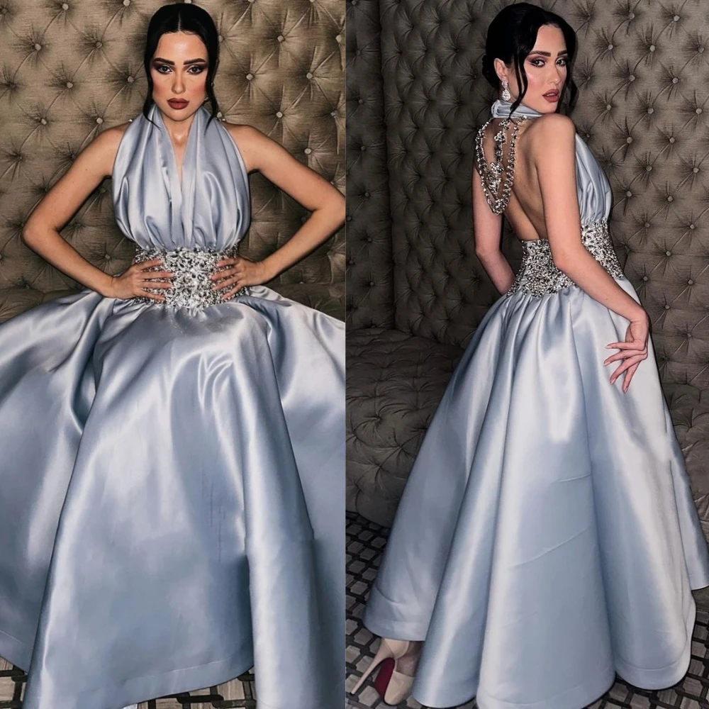 Jiayigong Satin Beading Christmas Ball Gown Halter custom Occasion Long es Arabia saudita