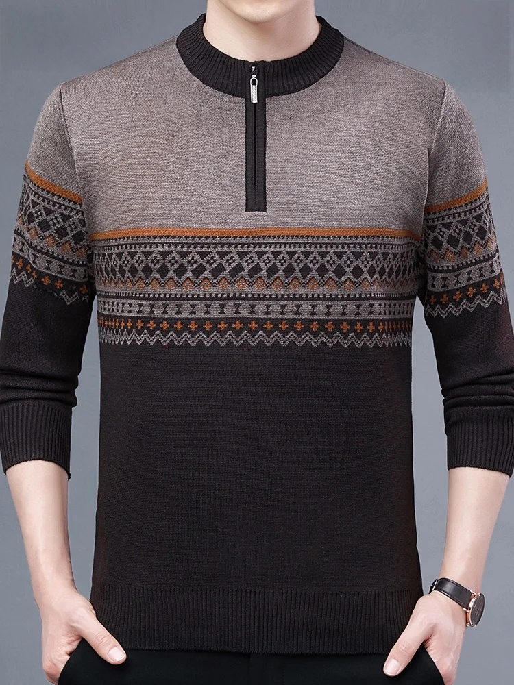 

Thiened f-Zip Knitted Sweater for Men Autumn Winter Warmth Base Layer irt Casual Sle Regular Fit Medium Age up